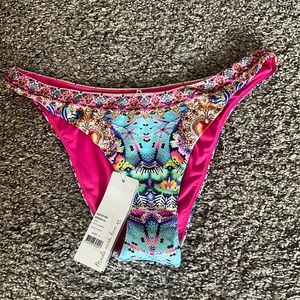 Camilla "Lucky Charms" Embellished High-Leg Bikini Bottom, Multicolor size L